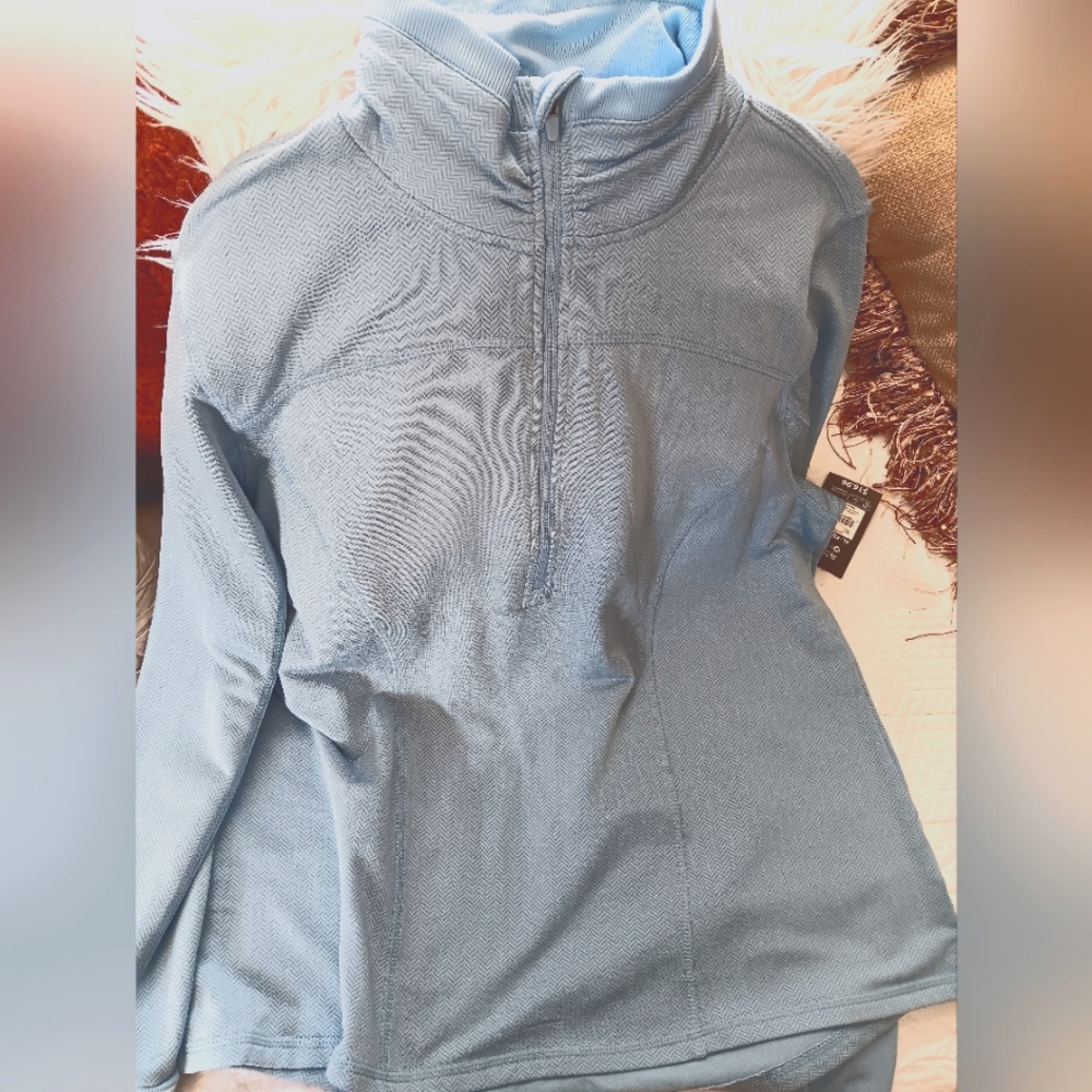 Womens Blue Cloud Brushed Pullover Top New Longsleeve XL